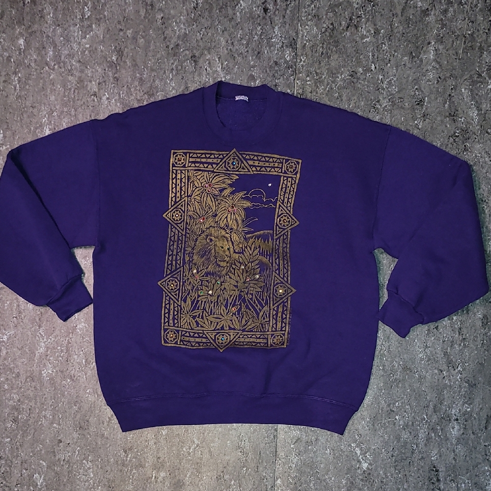Made In USA. 1990. Limited Edition. Karyn Warne. Jeweled. Crewneck. Women's Larg